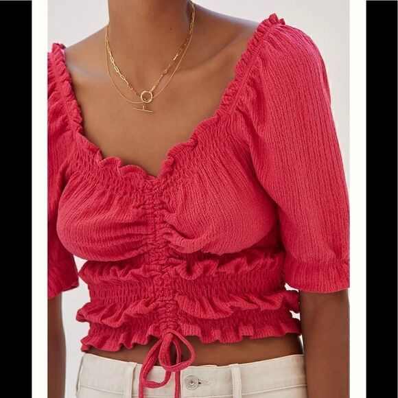 Anthropologie Pilcro Cinched Puff-Sleeve Top - Picture 4 of 4